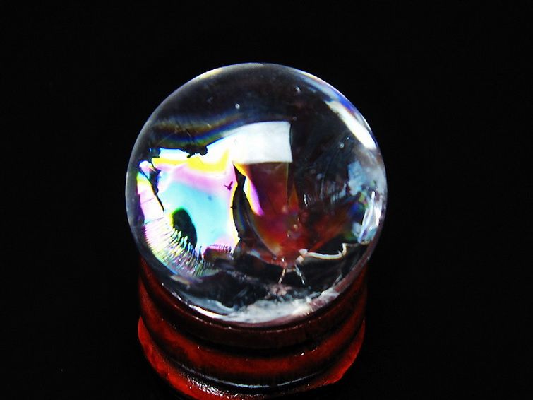 虹入りヒマラヤ水晶丸玉 25mm [t317-5385] 3枚目