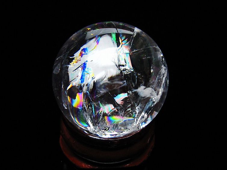 虹入りヒマラヤ水晶丸玉 27mm [t317-5395] 1枚目