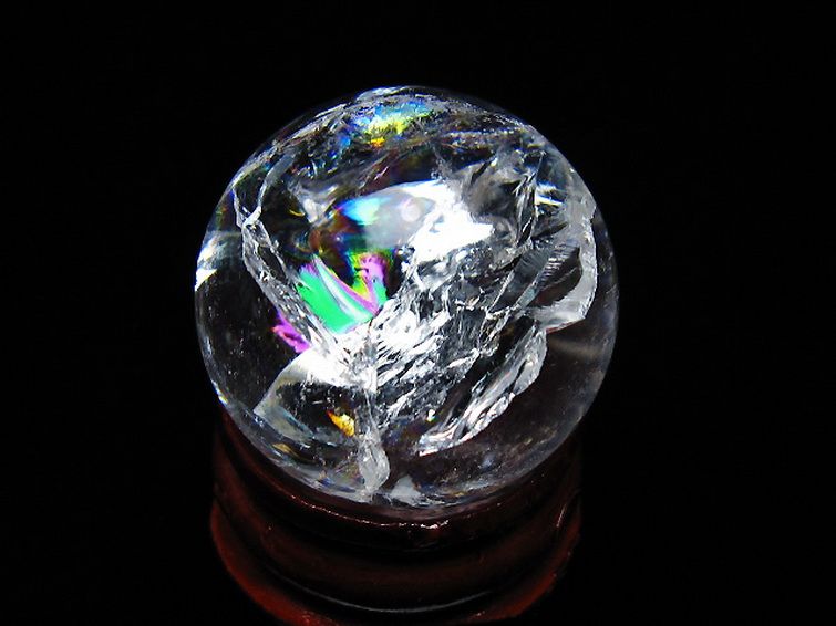 虹入りヒマラヤ水晶丸玉 25mm [t317-5400] 1枚目