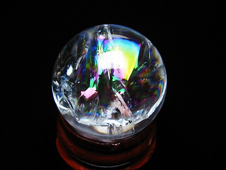 虹入りヒマラヤ水晶丸玉 25mm [t317-5408] 1枚目