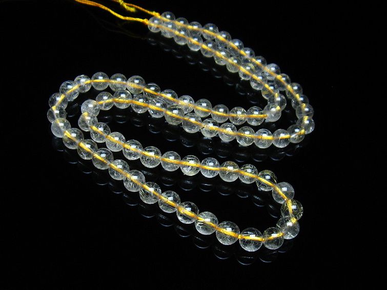 ゴールドタイチンルチル一連 5mm ビーズ [t320-3458] 3枚目