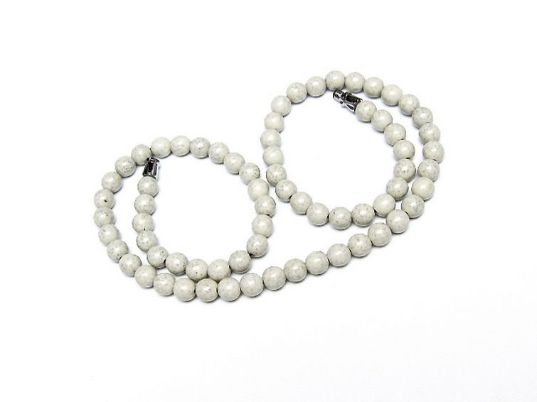 台湾産 北投石 天然ラジウム効果 ネックレス 6mm [t323-3182] 1枚目