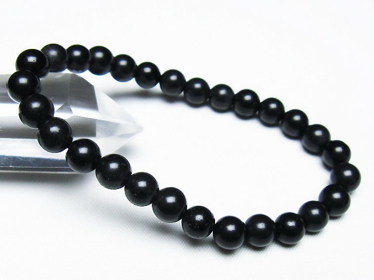 北海道上ノ国町産 ブラックシリカブレスレット 7mm [T325-5152] 1枚目