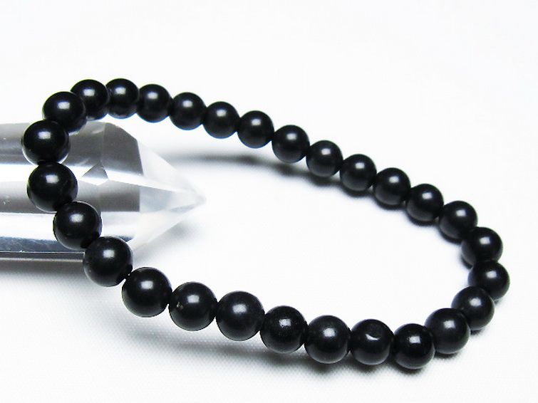 北海道上ノ国町産 ブラックシリカブレスレット 7mm [T325-5157] 1枚目