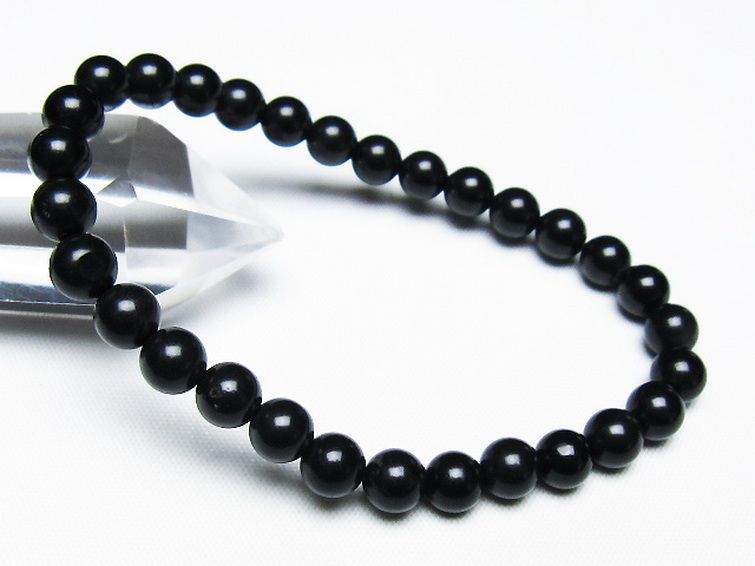 北海道上ノ国町産 ブラックシリカブレスレット 6mm [T325-5160] 1枚目