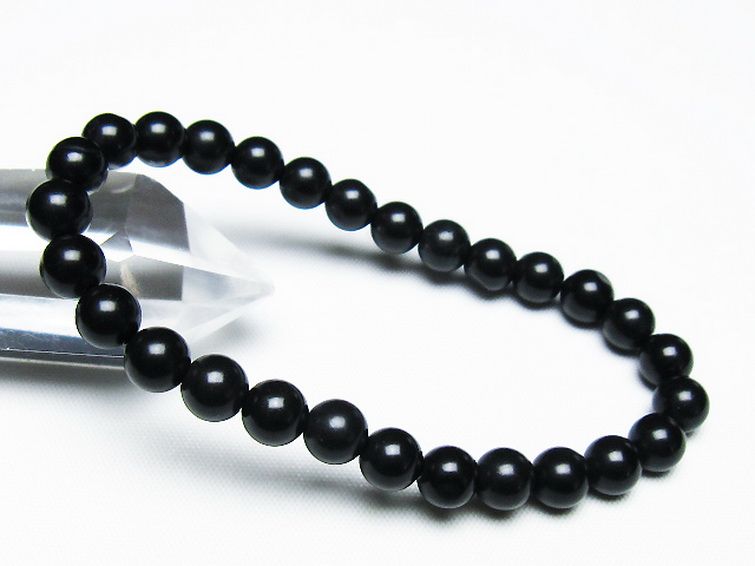 北海道上ノ国町産 ブラックシリカブレスレット 7mm [T325-5164] 1枚目