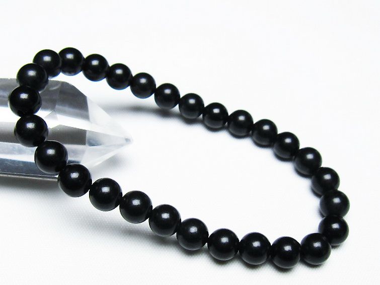 北海道上ノ国町産 ブラックシリカブレスレット 7mm [T325-5170] 1枚目