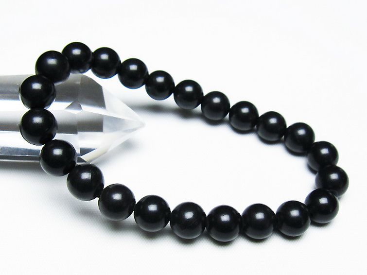 北海道上ノ国町産 ブラックシリカブレスレット 8mm [T325-5180] 1枚目