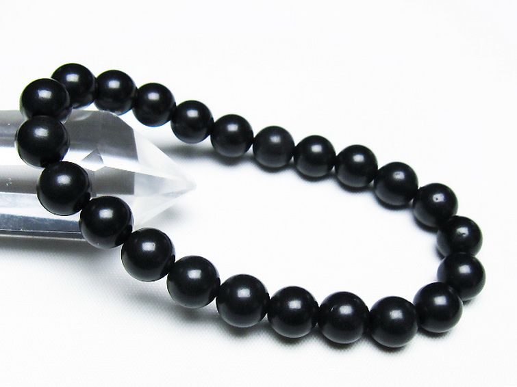 北海道上ノ国町産 ブラックシリカブレスレット 8mm [T325-5182] 1枚目