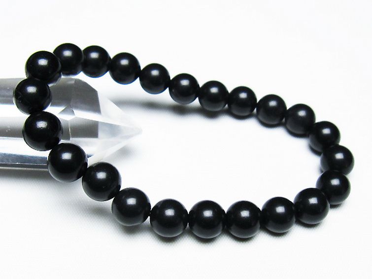北海道上ノ国町産 ブラックシリカブレスレット 8mm [T325-5187] 1枚目