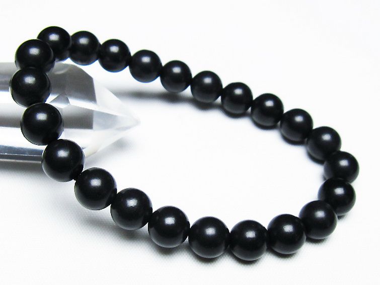 北海道上ノ国町産 ブラックシリカブレスレット 8mm [T325-5194] 1枚目