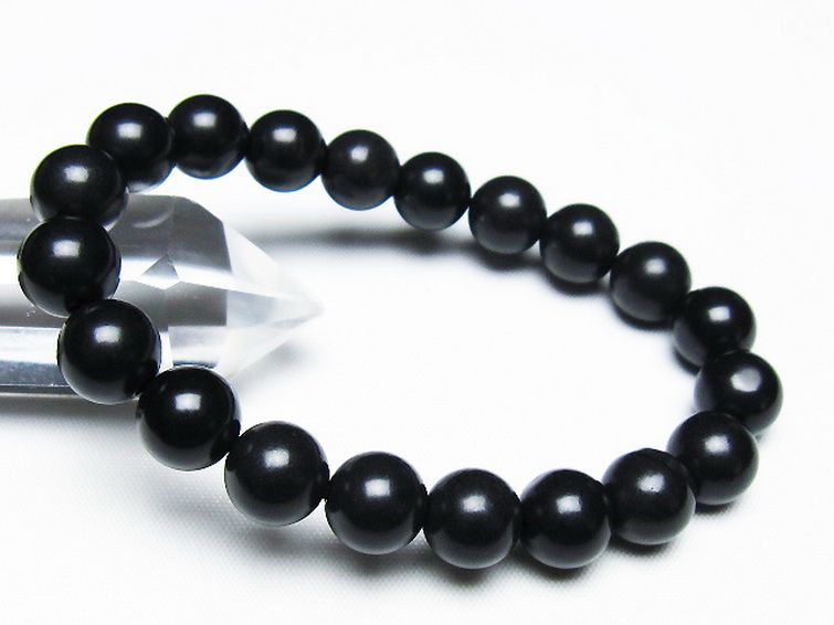 北海道上ノ国町産 ブラックシリカブレスレット 10mm [T325-5223] 1枚目