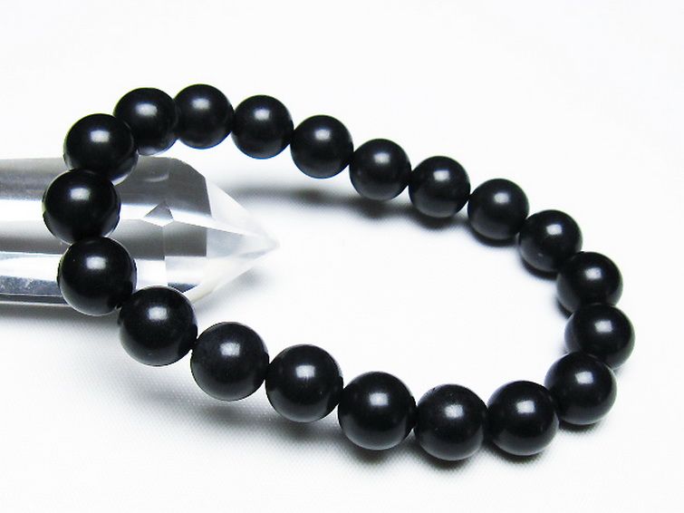 北海道上ノ国町産 ブラックシリカブレスレット 10mm [T325-5231] 1枚目