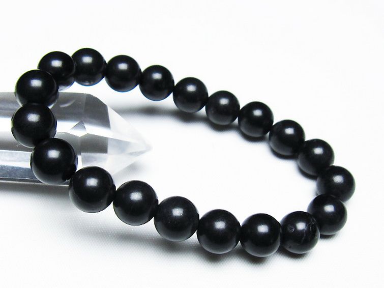 北海道上ノ国町産 ブラックシリカブレスレット 10mm [T325-5233] 1枚目