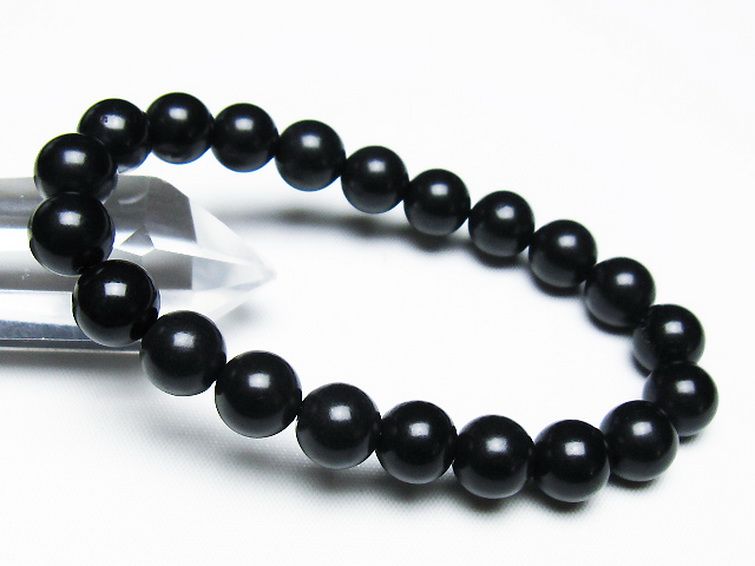 北海道上ノ国町産 ブラックシリカブレスレット 10mm [T325-5240] 1枚目