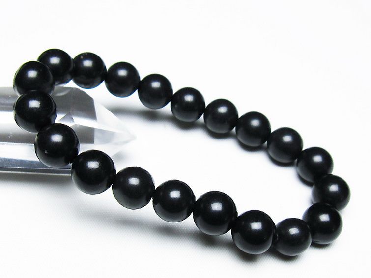 北海道上ノ国町産 ブラックシリカブレスレット 10mm [T325-5246] 1枚目