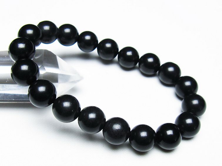 北海道上ノ国町産 ブラックシリカブレスレット 11mm [T325-5248] 1枚目