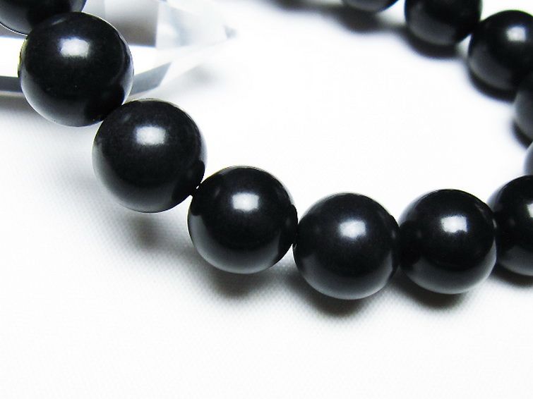 北海道上ノ国町産 ブラックシリカブレスレット 12mm [T325-5255] 3枚目