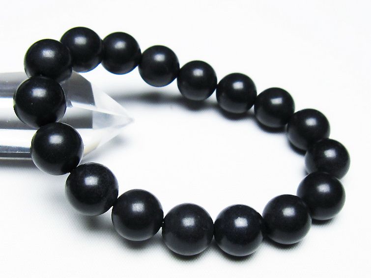 北海道上ノ国町産 ブラックシリカブレスレット 12mm [T325-5264] 1枚目