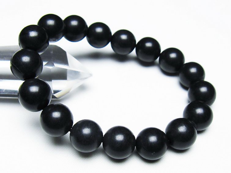 北海道上ノ国町産 ブラックシリカブレスレット 12mm [T325-5268] 1枚目