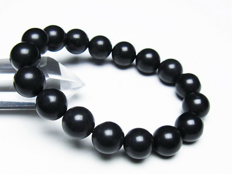 北海道上ノ国町産 ブラックシリカブレスレット 12mm [T325-5273] 1枚目