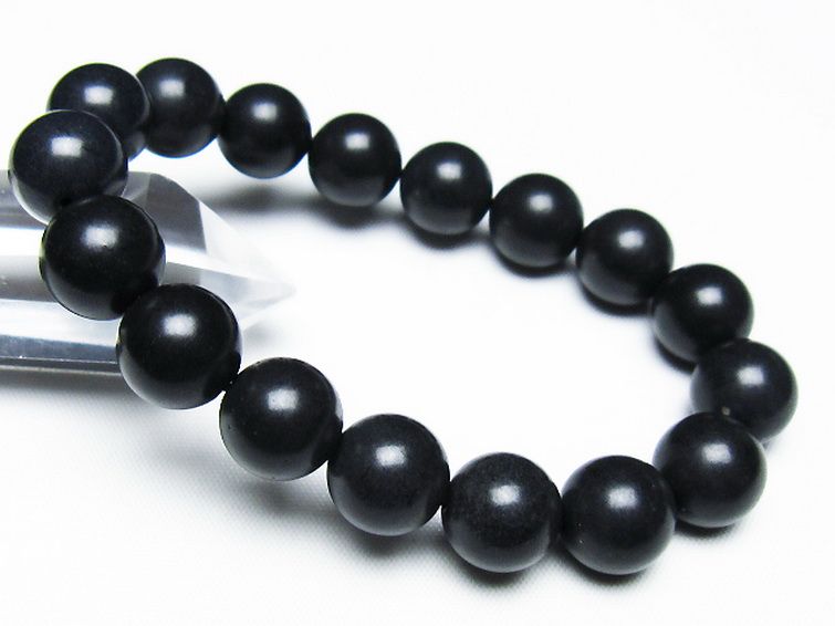 北海道上ノ国町産 ブラックシリカブレスレット 12mm [T325-5277] 1枚目