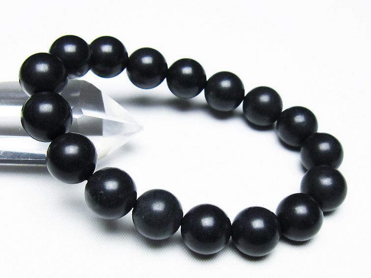 北海道上ノ国町産 ブラックシリカブレスレット 12mm [T325-5284] 1枚目