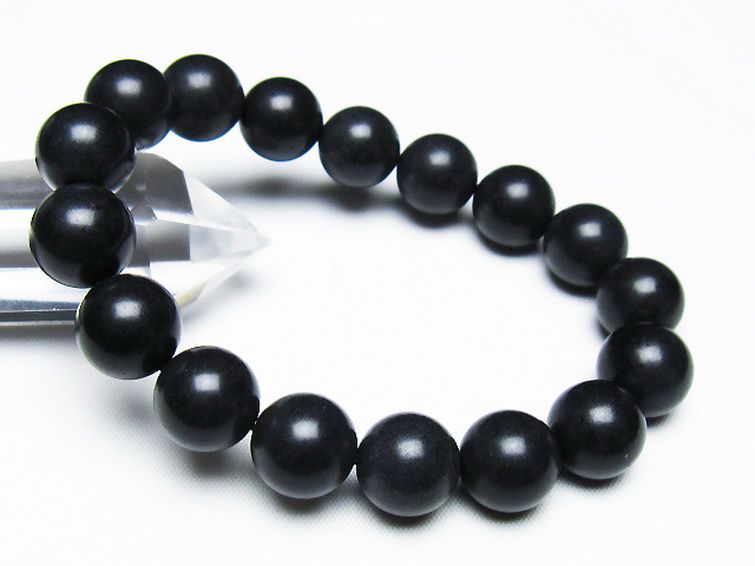 北海道上ノ国町産 ブラックシリカブレスレット 12mm [T325-5289] 1枚目