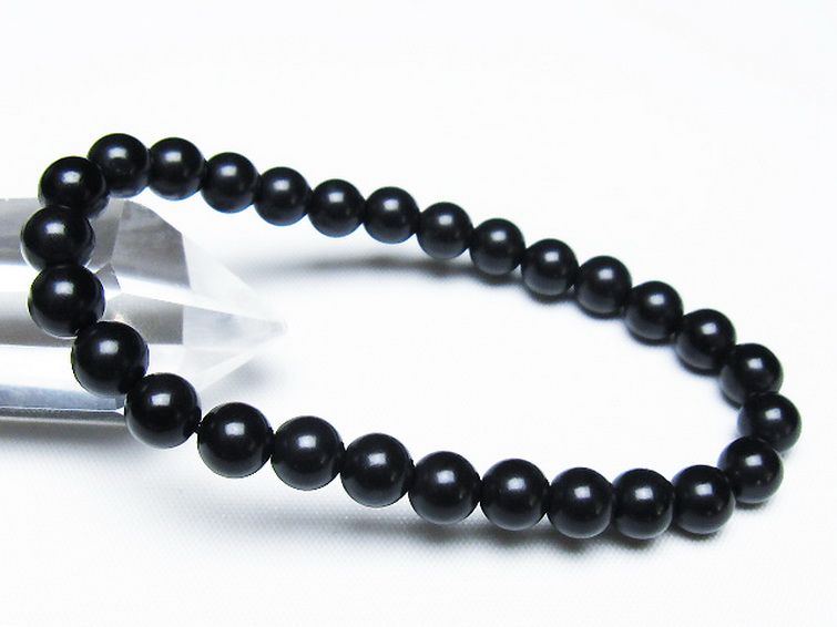 北海道上ノ国町産 ブラックシリカブレスレット 7mm [t325-5315] 1枚目