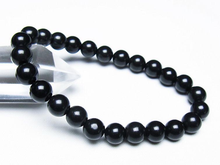 北海道上ノ国町産 ブラックシリカブレスレット 8mm [t325-5335] 1枚目