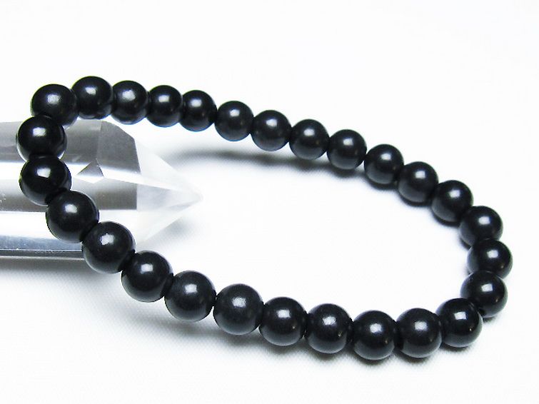 北海道上ノ国町産 ブラックシリカブレスレット 8mm [t325-5355] 1枚目