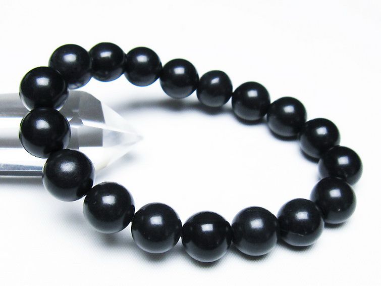 北海道上ノ国町産 ブラックシリカブレスレット 12mm [t325-5391] 1枚目