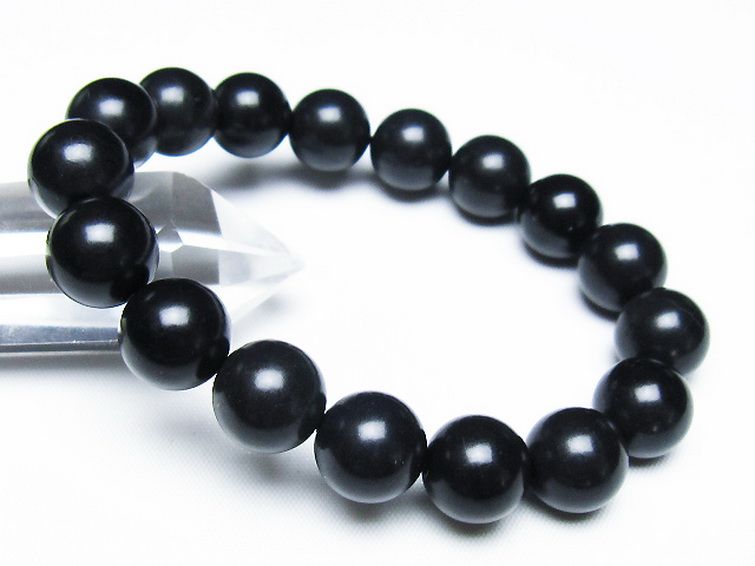 北海道上ノ国町産 ブラックシリカブレスレット 12mm [t325-5418] 1枚目