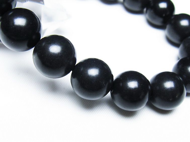 北海道上ノ国町産 ブラックシリカブレスレット 12mm [t325-5418] 3枚目