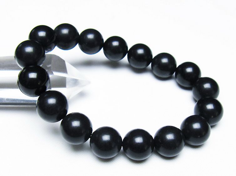 北海道上ノ国町産 ブラックシリカブレスレット 12mm [t325-5432] 1枚目