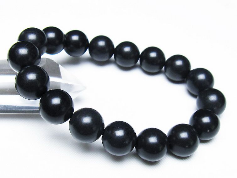 北海道上ノ国町産 ブラックシリカブレスレット 12mm [t325-5445] 1枚目
