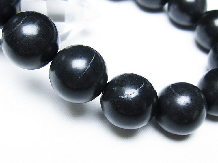 北海道上ノ国町産 ブラックシリカブレスレット 14mm [t325-5453] 3枚目
