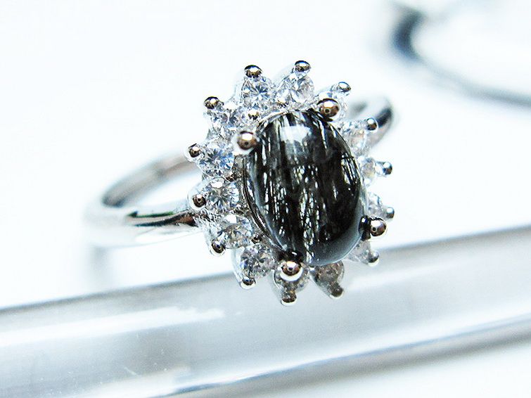 ブラックルチルクォーツ指輪(14号) [t343-1316] 3枚目