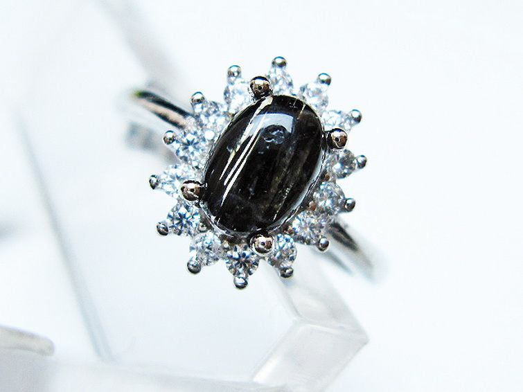 ブラックルチルクォーツ指輪(14号) [t343-1327] 3枚目