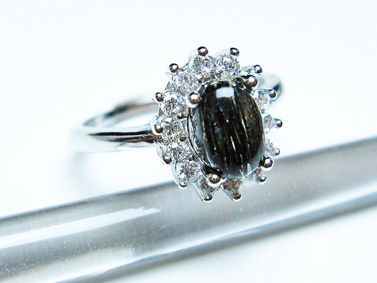 ブラックルチルクォーツ指輪(14号) [t343-1344] 3枚目