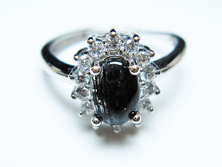 ブラックルチルクォーツ指輪(14号) [t343-1370] 1枚目