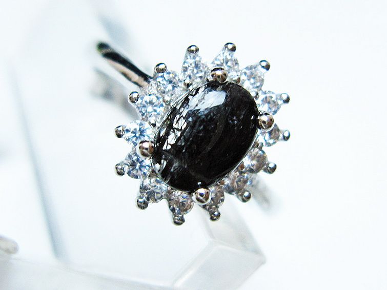 ブラックルチルクォーツ指輪(14号) [t343-1370] 2枚目