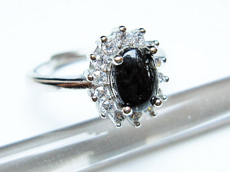 ブラックルチルクォーツ指輪(14号) [t343-1370] 3枚目