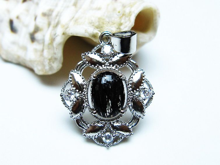 ブラックルチルクォーツペンダント [t343-1581] 2枚目