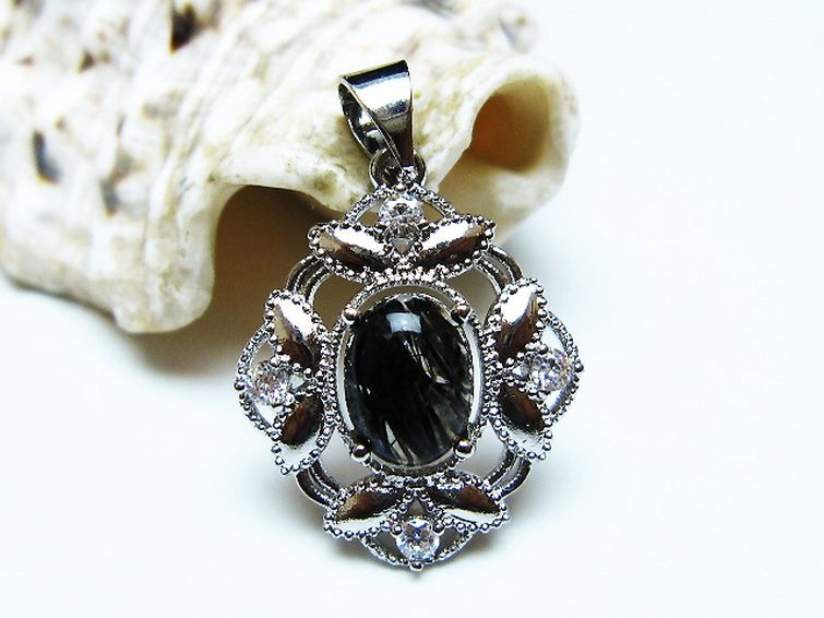 ブラックルチルクォーツペンダント [t343-1591] 2枚目