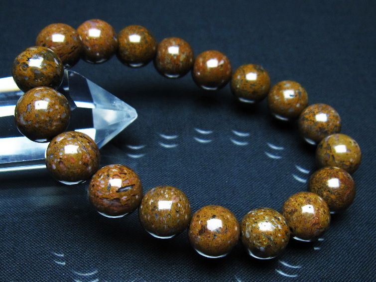 コンドライト「サハラNWA869隕石」ブレスレット 12mm [t352-1823] 1枚目