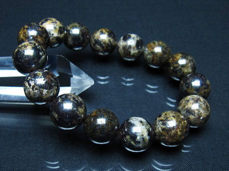 コンドライト「サハラNWA869隕石」ブレスレット 15mm [t352-1889] 1枚目