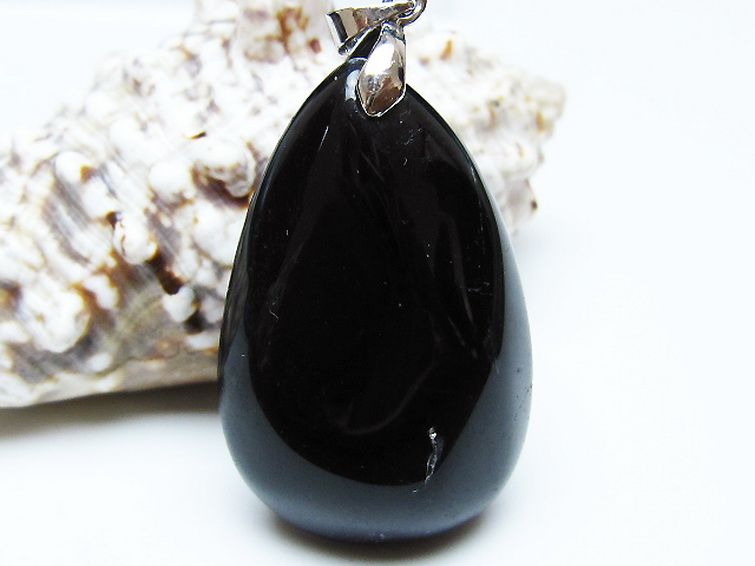 モリオン 純天然 黒水晶 ペンダント[T359-2056] 1枚目