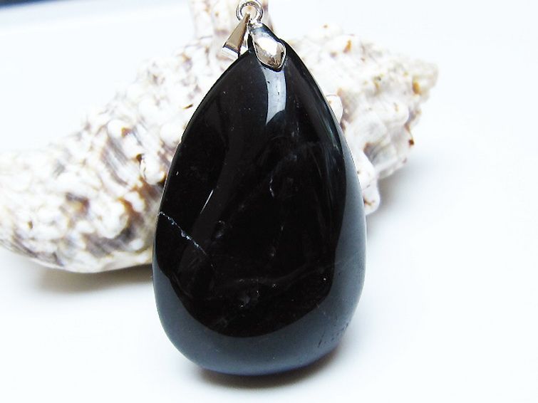 モリオン 純天然 黒水晶 ペンダント[T359-2065] 1枚目