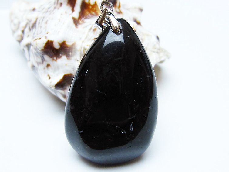 モリオン 純天然 黒水晶 ペンダント[T359-2081] 1枚目